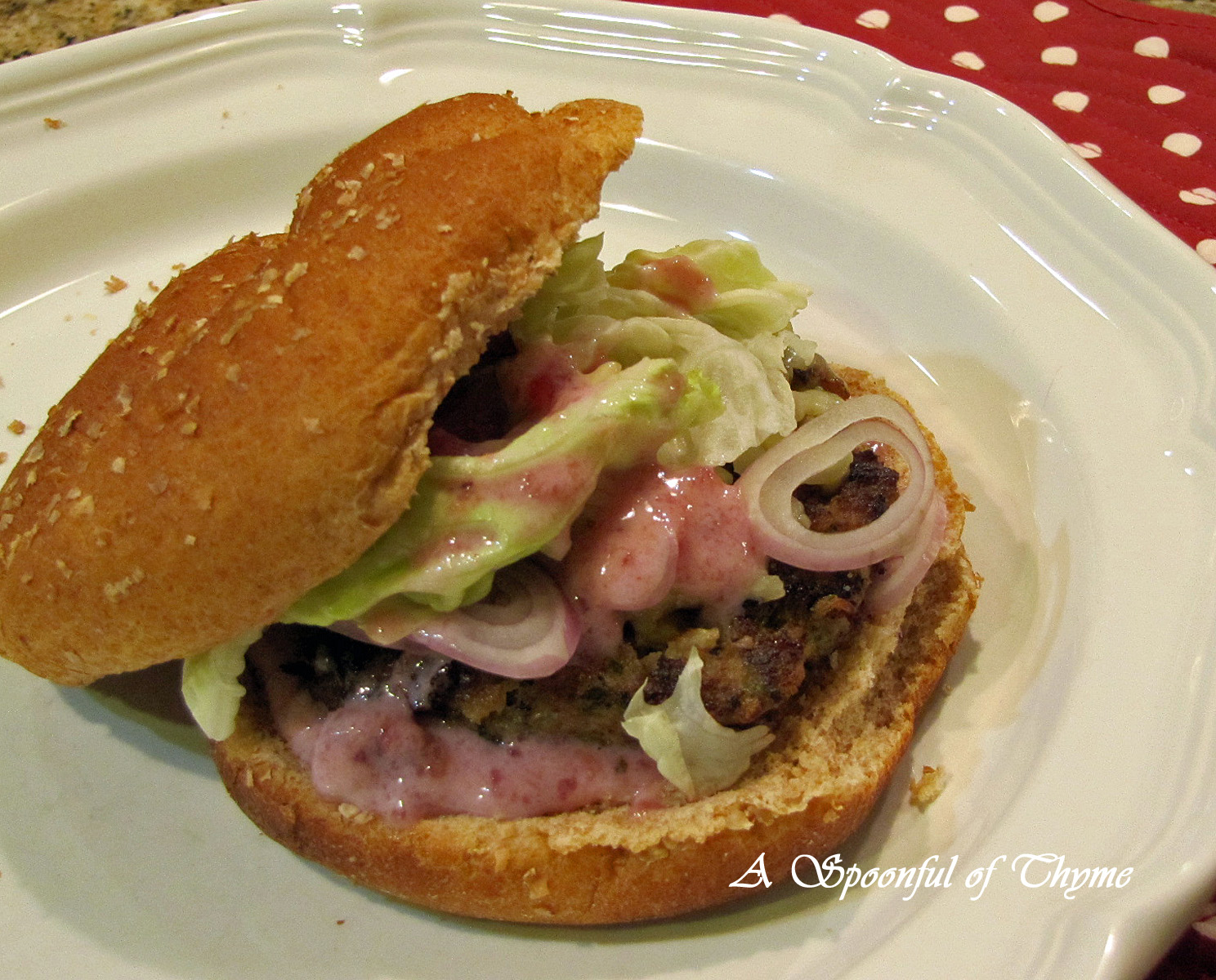 A Spoonful of Thyme Turkey Meat Loaf Burgers with Cranberry Sauce and