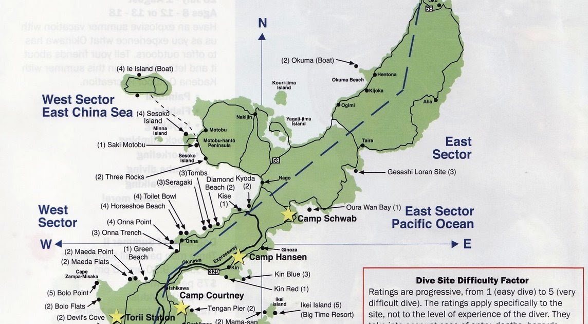 Experience OKINAWA!! 沖縄の経験 OKINAWA DIVE SPOTS map