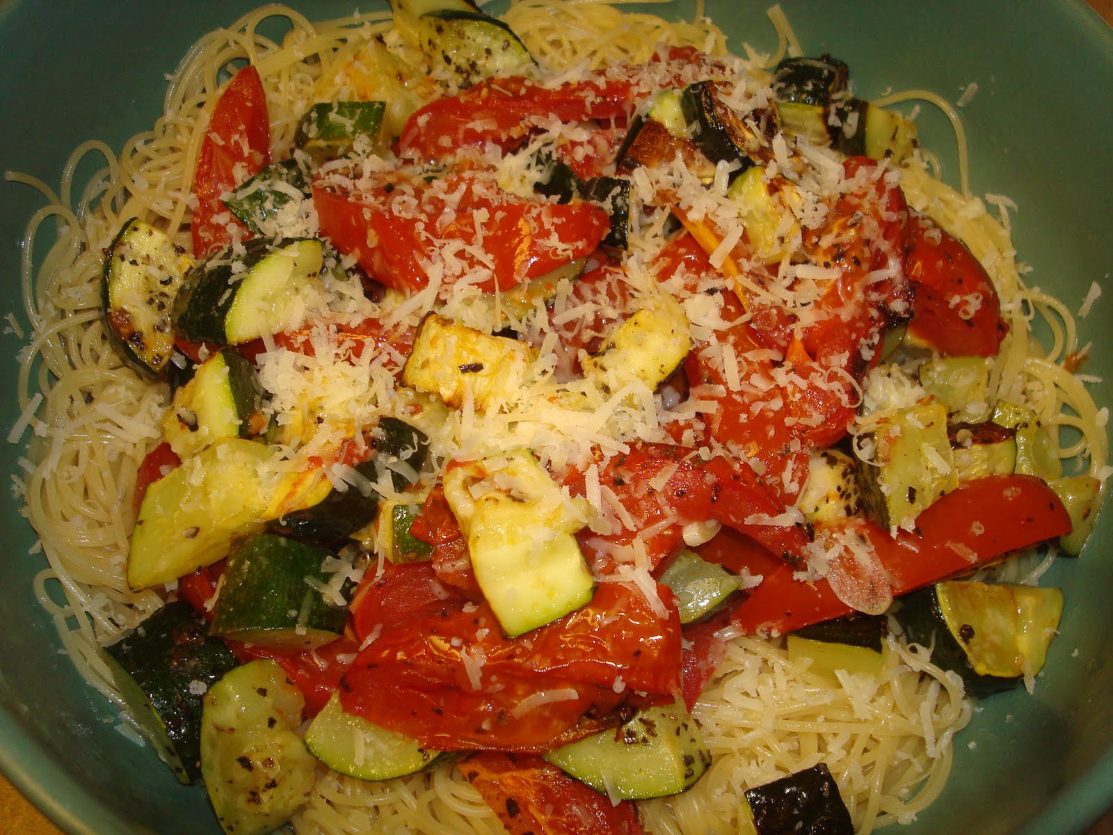 menu managed Roasted Zucchini and Tomato Pasta