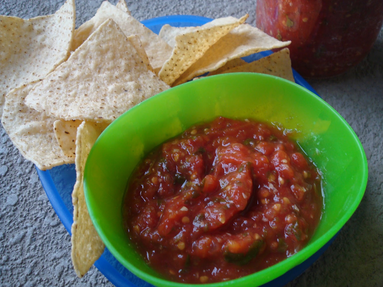 my family prepared Canning Salsa (Roasted Jalapeno)