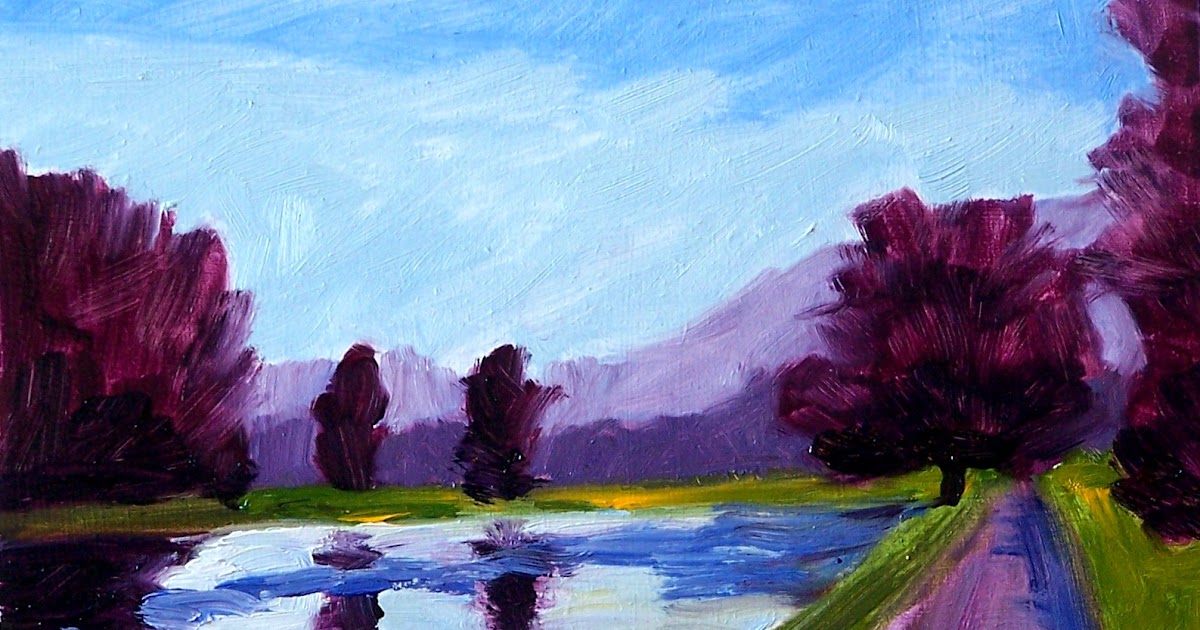 Painting Small Impressions Purple LandscapeOriginal Oil Painting