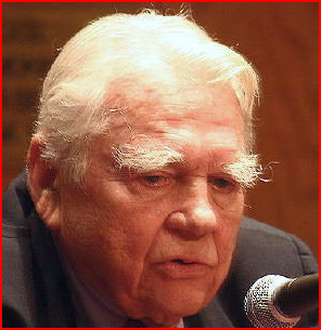 Andy Rooney with hugely bushy eyebrows