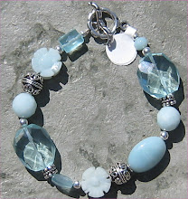 Aquamarine, Amazonite and Quartz Bracelet