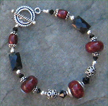 Deep Red Lampwork and Black Onyx