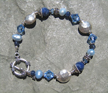 Sodalite, Baby Blue Pearl and Hammered Silver