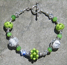 Lime and White Lampwork Bracelet