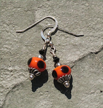 Orange Halloween Lampwork Earrings