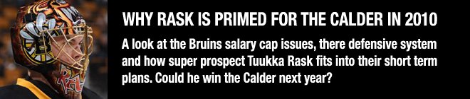 Why Tuukka Rask is primed for the Calder in 10\