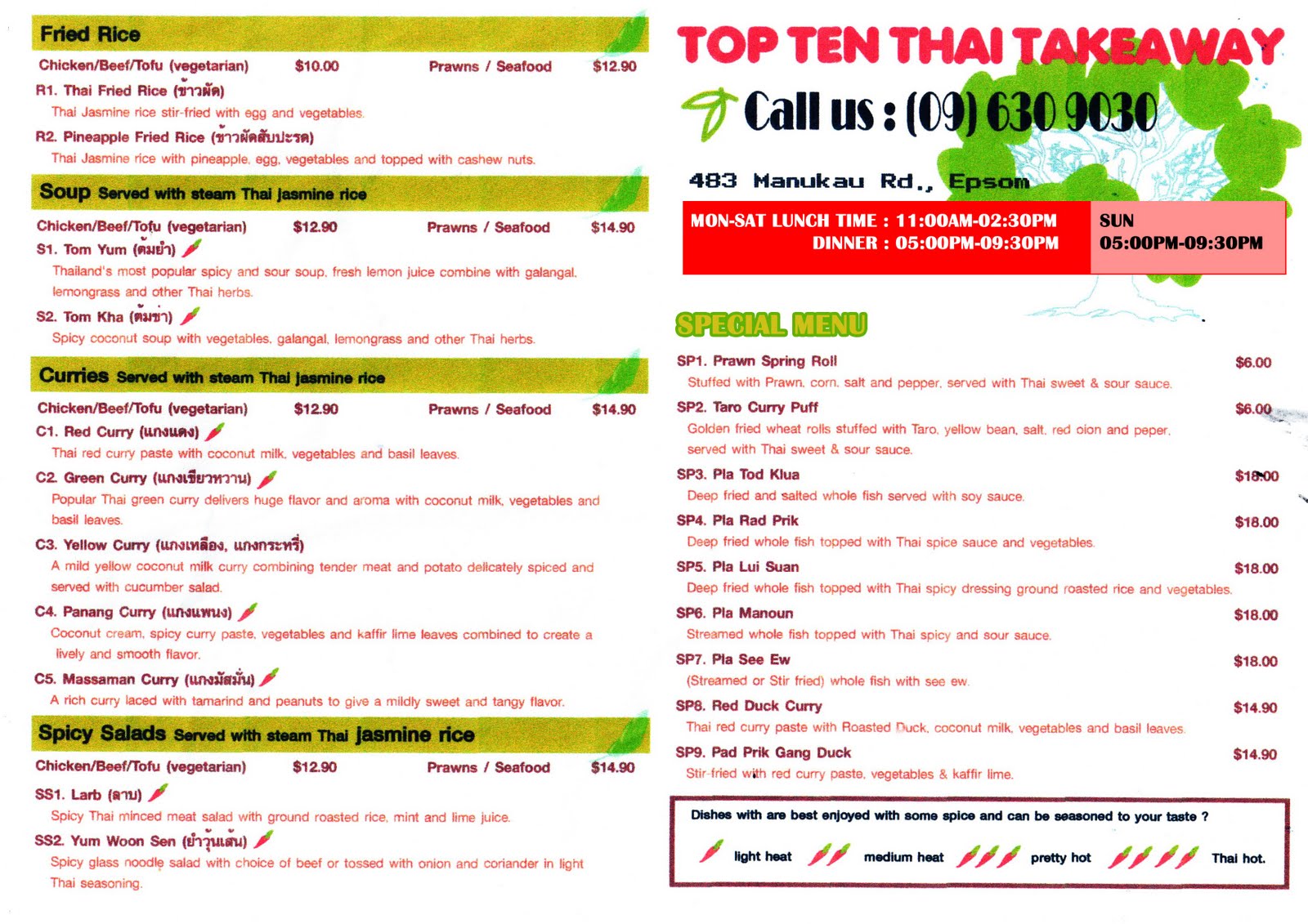 TOP TEN THAI TAKEAWAY Takeaway menu