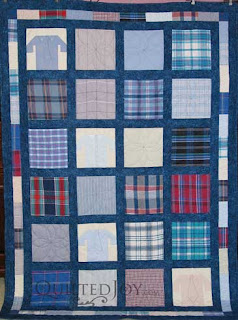 Memorial workshirt quilt, quilted by Angela Huffman