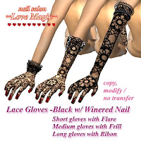 Lace Gloves -Black w/ Winered Nail画像