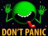 Douglas Adams Don't Panic logo