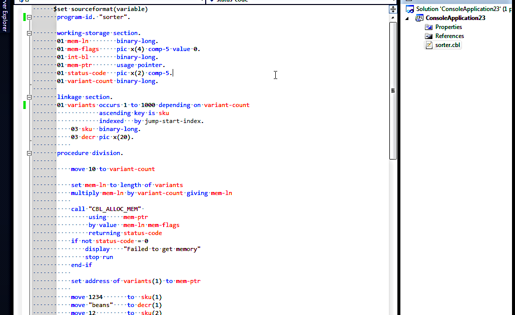 It's a COBOL world! Declarative Sorting Of Dynamically Allocated In