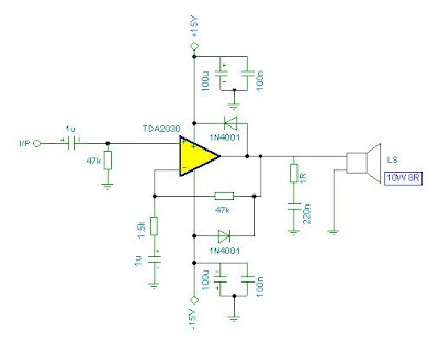 TDA2030 Power <a href='http://www.circuitlab.org/search/label/amplifier' title='amplifier circuits'>amplifier</a> Circuit