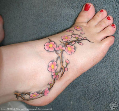 Cherrt Blossoms Foot Tattoo Image Credit Link Posted by Tattoo Design 