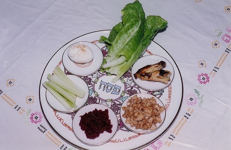 Emo biochemist Bitter herbs, charoset, parsley, roasted shankbone