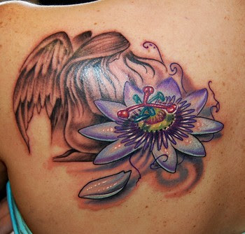 Back Body Flower Tattoo Designs And Angel Tattoo Designs