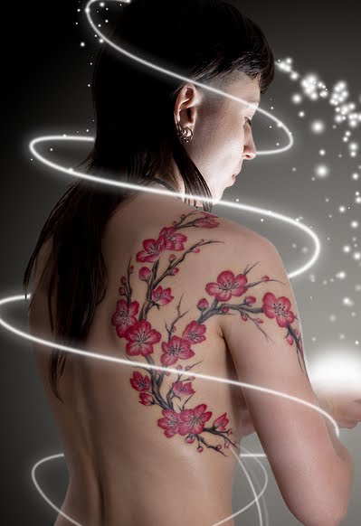 cherry blossom tattoo designs on back