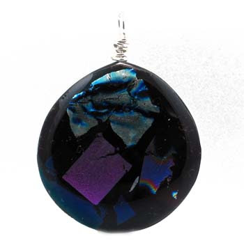multicolored fused dichroic glass pendant