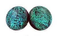 dichroic fused green glass earrings