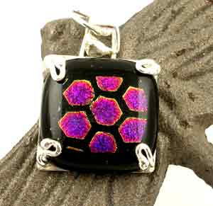dichroic glass sterling pendant
