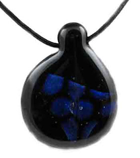 black and blue dichroic art glass pendant