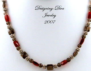 faceted brick carnelian and smoky quartz necklace