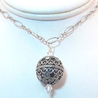 sterling silver bali bead necklace