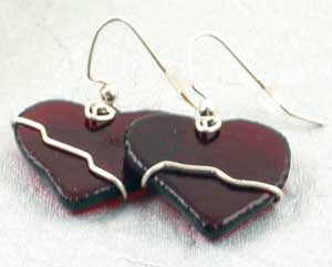 heart glass earrings