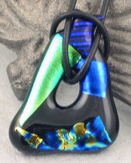 triangle fused glass dichroic art pendant
