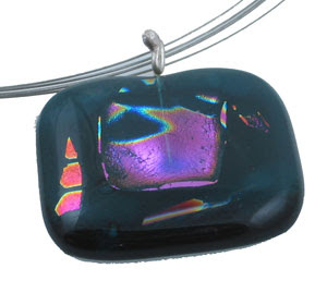 sea blue fused glass pendant