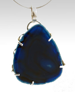 blue geode slice pendant