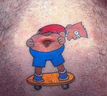 Funny Navel Tattoo Designs With Bart Simpson Image