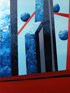 Daily Painter - Abstract Cityscape #3 of 3 - Original Oil and Acrylic Art - Painting a Day by Northern California Artist Mark A. Webster