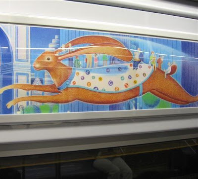 New York Bunny riding on the subway