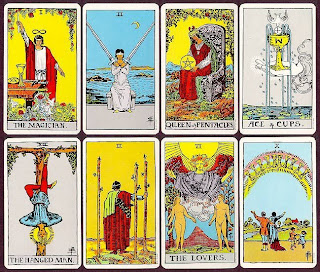 Sample picture of some of the Tarot cards in the Rider Waite Tarot