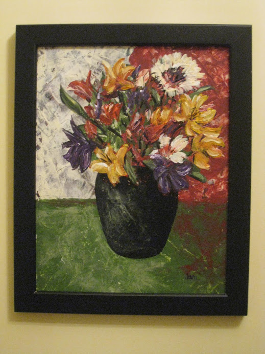 Bouquet in a Black Vase