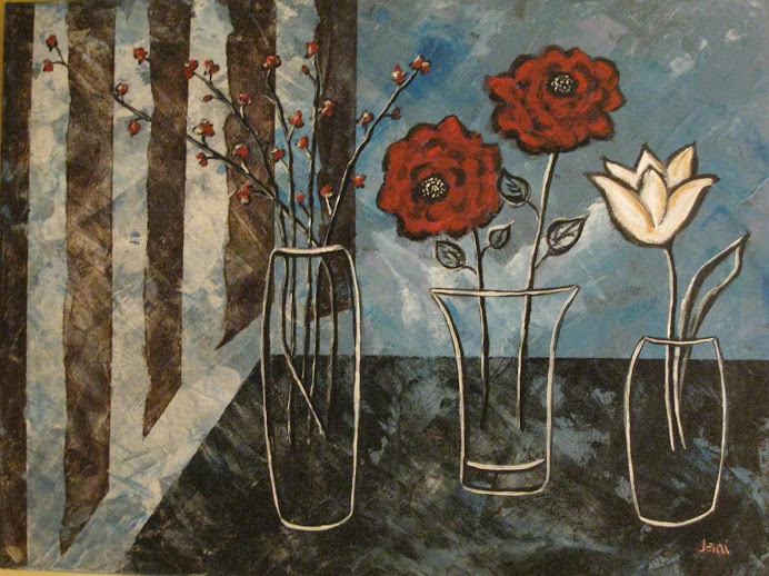 Three Vases with Red & Brown
