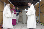 Cistercians at Tintern blessing the stone and sculptor