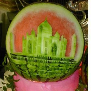 Watermelon carving art - seen at curiousphotos.blogspot.com