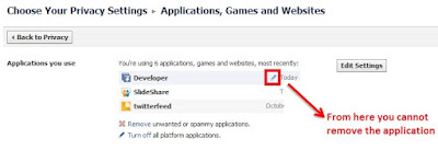 Remove Facebook Application