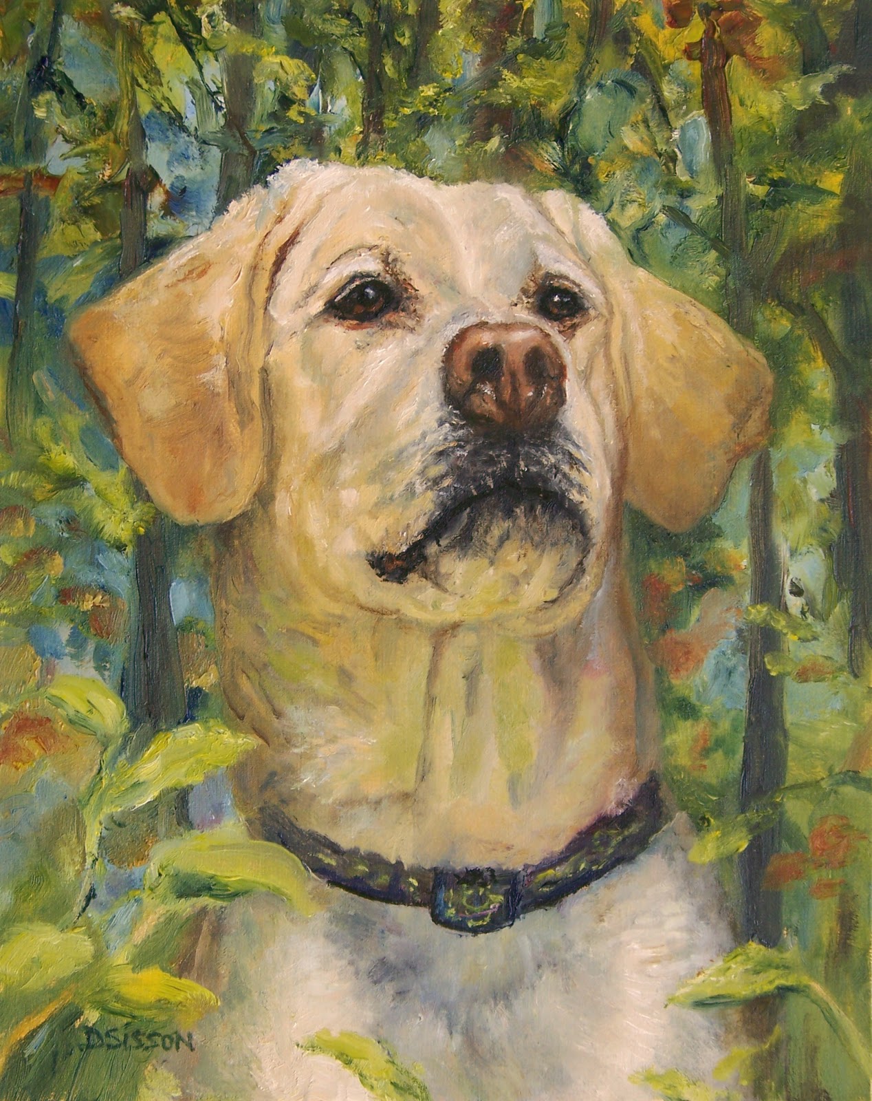 Daily Painters of Arkansas TrailHappy Yellow Lab Oil Painting