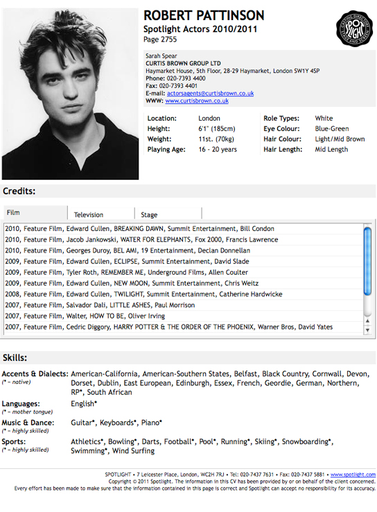 professional acting resume template