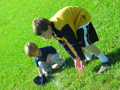 Playing baseball