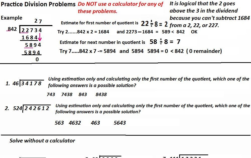 Cobb Adult Ed Math Division Problems and Estimation