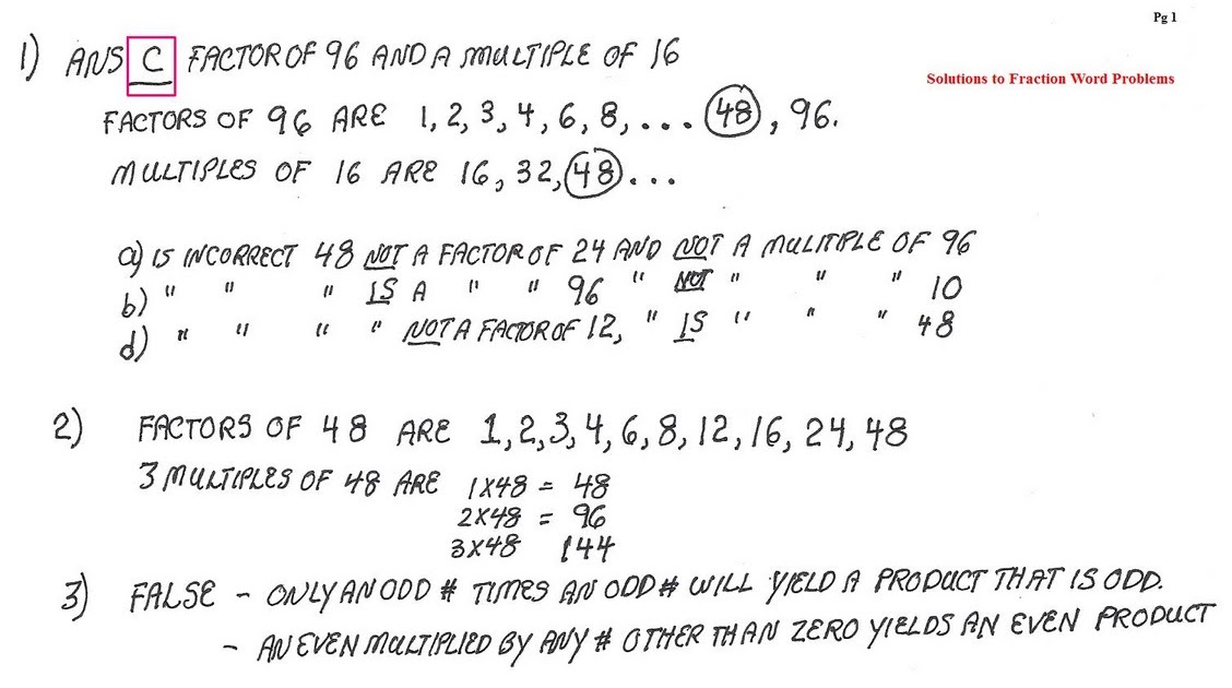Cobb Adult Ed Math: Answers to original fraction word problems
