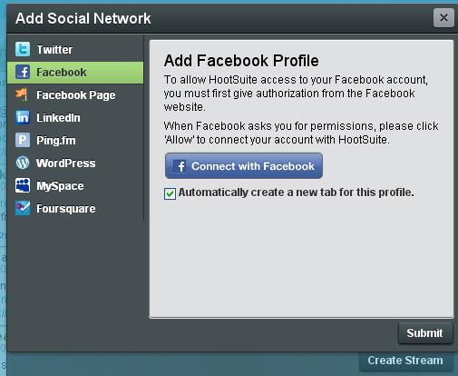 Connect Facebook Button