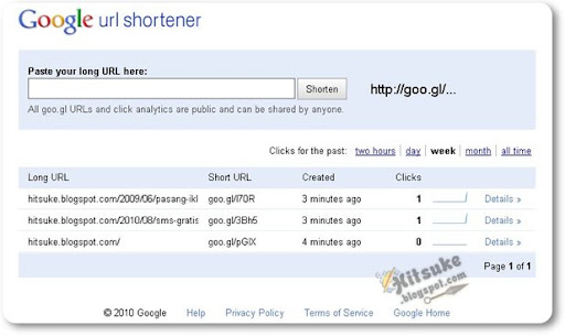 Google Shortener URL