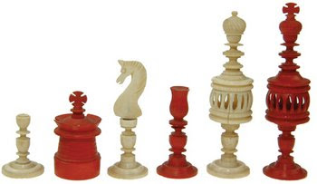 Morphy Bone Barleycorn Chess Pieces - www.