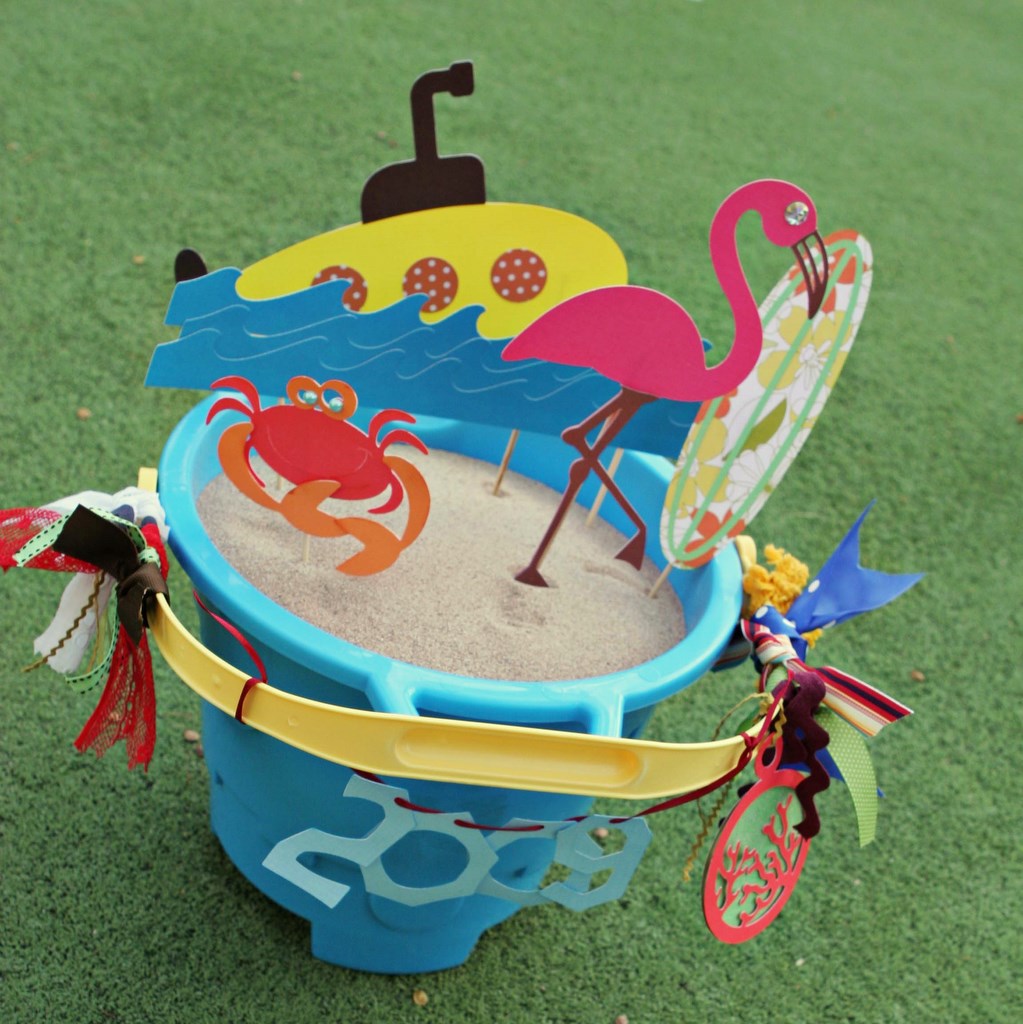 Beach Bucket Centerpiece : Fantabulous cricut challenge friday